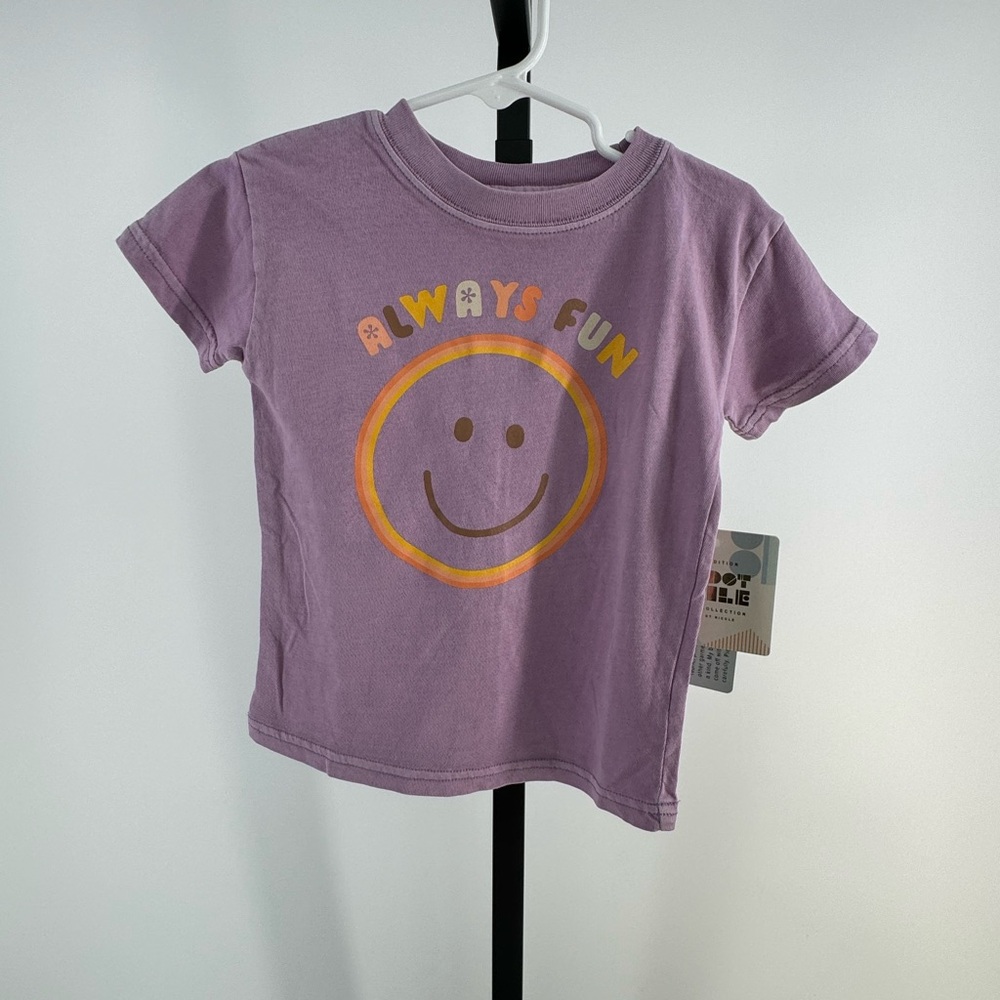 Dot Dot Smile “Always fun” purple top size 12-24 months brand new with tags